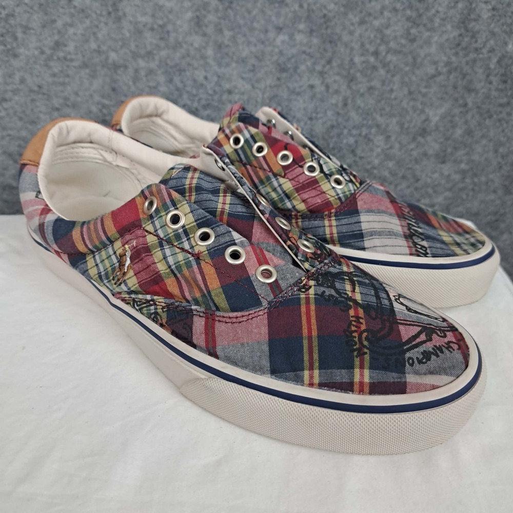 Polo Ralph Lauren Keaton LCL Plaid Lace Or Slip On Shoe's Mens 01087 I22 Sz 10